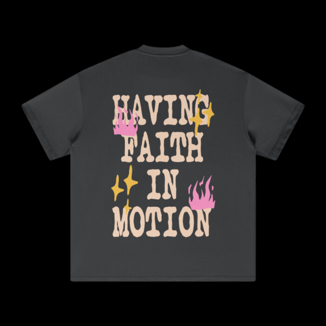 Having Faith in Motion Unisex Heavyweight Earth Tone Loose Fit T-Shirt