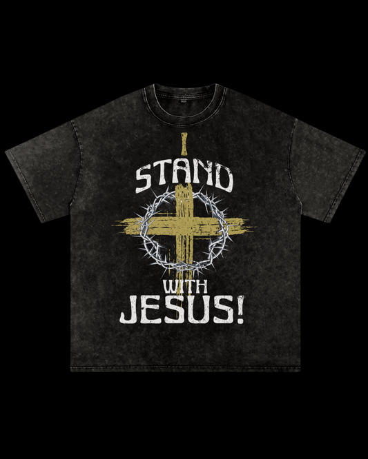 I Stand with Jesus Oversize acid washed T-Shirt